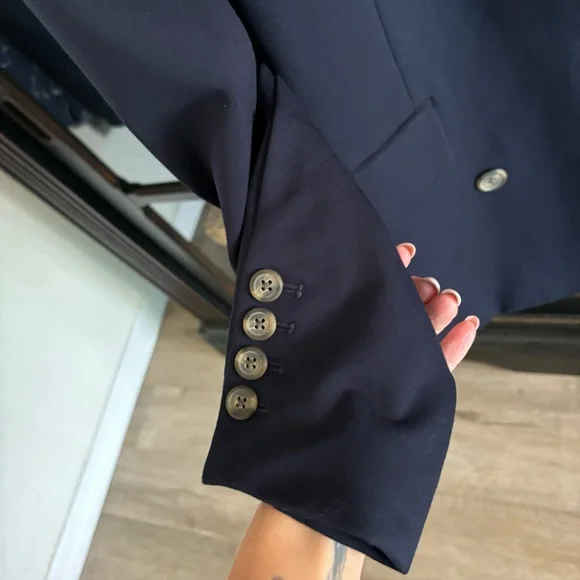 Something Navy Danielle Blazer Jacket Double Breasted Suit Coat Ponte Blue M - Picture 6 of 15